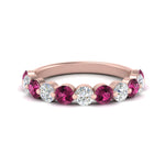 Load image into Gallery viewer, 1.5-carat-single-shared-prong-diamond-anniversary-band-with-pink-sapphaire-in-rose-gold-FD9478BGSADRPI-NL-1.50CT-RG
