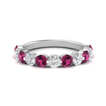Load image into Gallery viewer, 1.5-carat-single-shared-prong-diamond-anniversary-band-with-pink-sapphaire-in-white-gold-FD9478BGSADRPI-NL-1.50CT-WG
