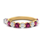 Load image into Gallery viewer, 1.5-carat-single-shared-prong-diamond-anniversary-band-with-pink-sapphaire-in-yellow-gold-FD9478BGSADRPI-NL-1.50CT-YG
