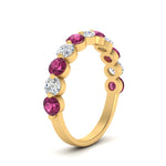 Load image into Gallery viewer, 1.5-carat-single-shared-prong-diamond-anniversary-band-with-pink-sapphaire-in-yellow-gold-FD9478BGSADRPI-NL-1.50CT-YG
