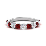 Load image into Gallery viewer, 1.5-carat-single-shared-prong-diamond-anniversary-band-with-ruby-in-white-gold-FD9478BGRUDR-NL-1.50CT-WG
