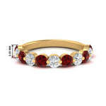 Load image into Gallery viewer, 1.5-carat-single-shared-prong-diamond-anniversary-band-with-ruby-in-yellow-gold-FD9478BGRUDR-NL-1.50CT-YG
