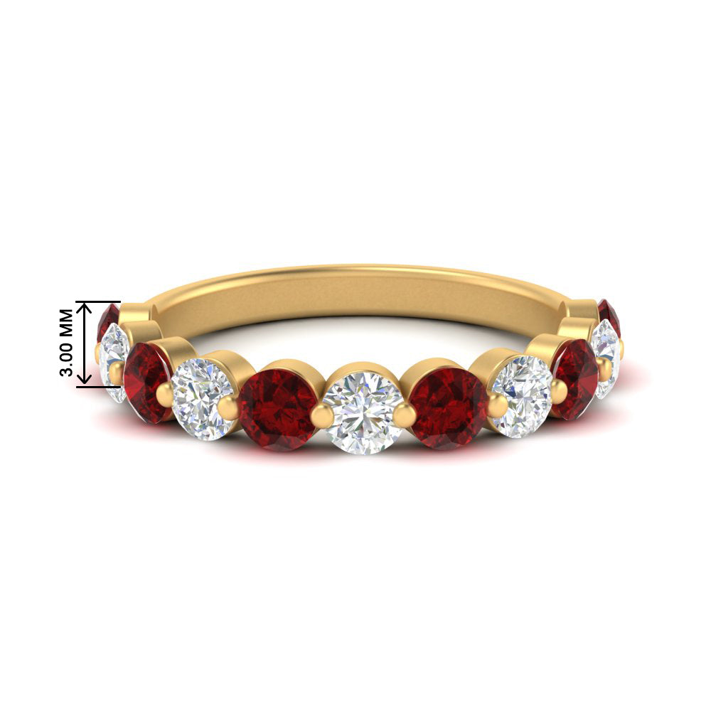 1.5-carat-single-shared-prong-diamond-anniversary-band-with-ruby-in-yellow-gold-FD9478BGRUDR-NL-1.50CT-YG
