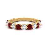 Load image into Gallery viewer, 1.5-carat-single-shared-prong-diamond-anniversary-band-with-ruby-in-yellow-gold-FD9478BGRUDR-NL-1.50CT-YG
