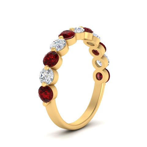 1.5-carat-single-shared-prong-diamond-anniversary-band-with-ruby-in-yellow-gold-FD9478BGRUDR-NL-1.50CT-YG