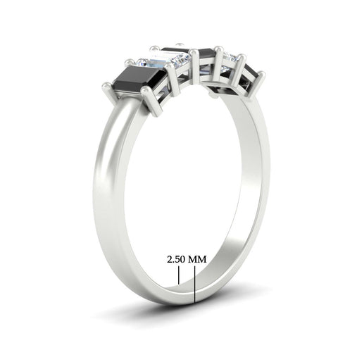 1.50 Ct Emerald Cut 5 Stone Diamond Anniversary Ring