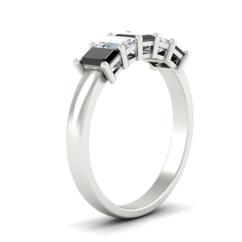 1.50 Ct Emerald Cut 5 Stone Diamond Anniversary Ring