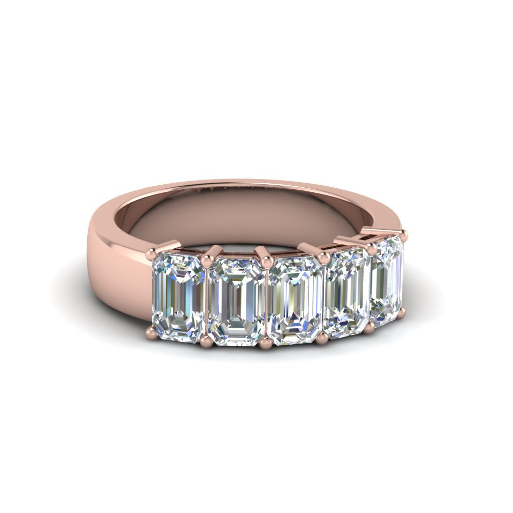 Emerald Cut Five Stone Diamond Anniversary Ring