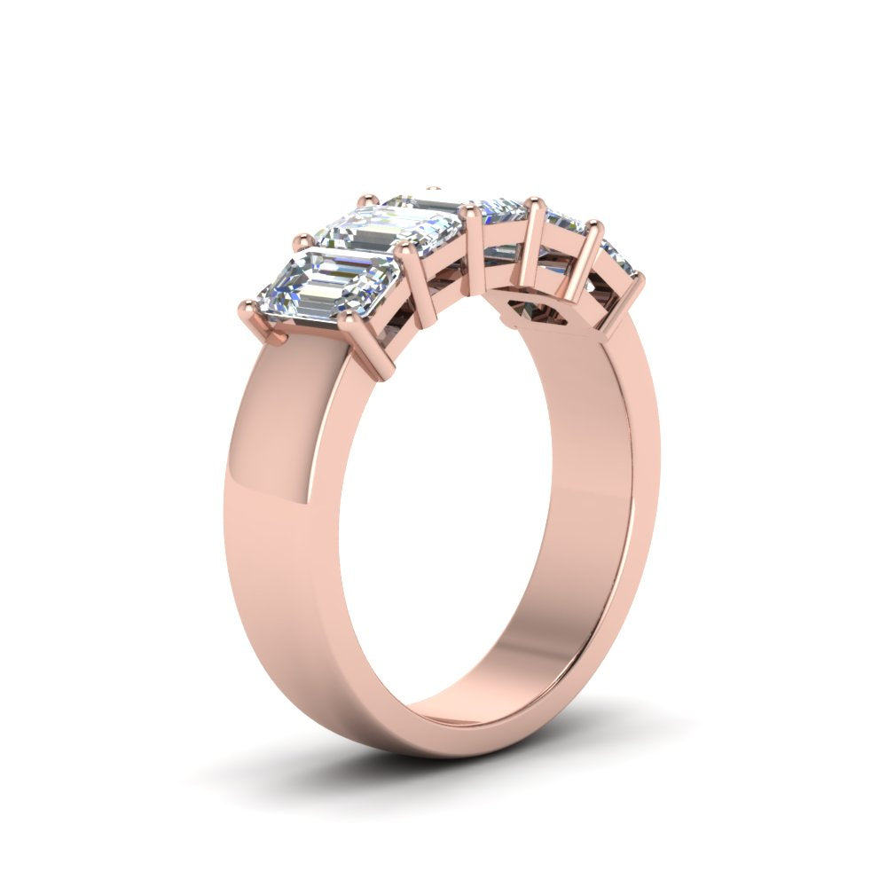 Emerald Cut Five Stone Diamond Anniversary Ring