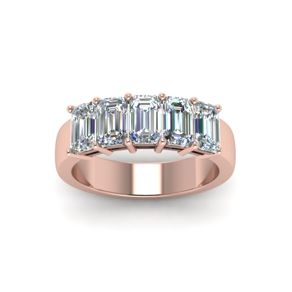 Emerald Cut Five Stone Diamond Anniversary Ring