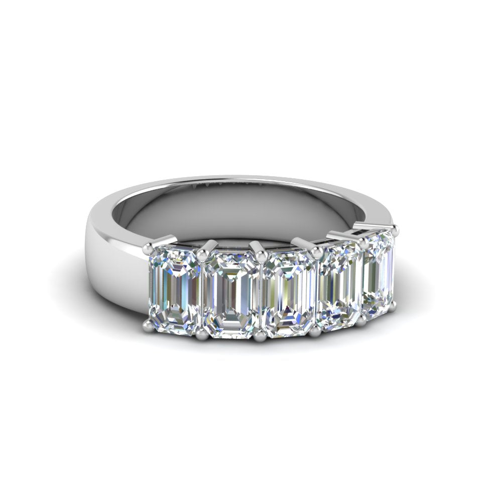 Emerald Cut Five Stone Diamond Anniversary Ring