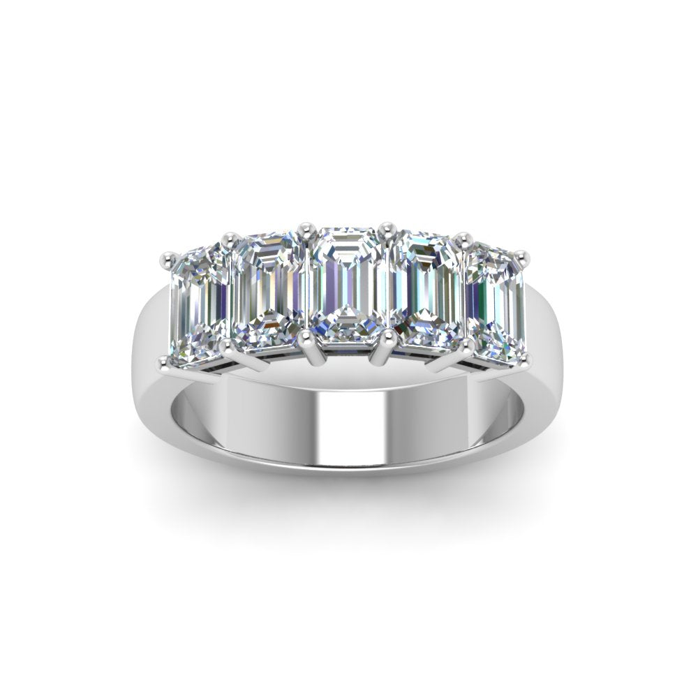 Emerald Cut Five Stone Diamond Anniversary Ring