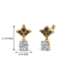 Load image into Gallery viewer, 1.5-ct.-round-vintage-look-diamond-earring-black-diamond-in-14K-yellow-gold-FDEAR8425-0.75CTGBLACK-NL-YG