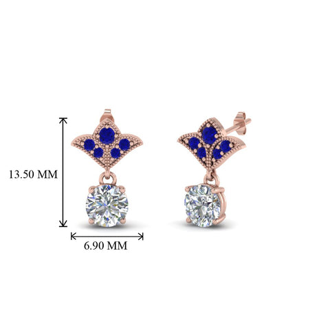 1.5-ct.-round-vintage-look-diamond-earring-with-blue-sapphire-in-14K-rose-gold-FDEAR8425-0.75CTGSABL-NL-RG