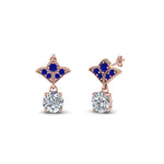 Load image into Gallery viewer, 1.5-ct.-round-vintage-look-diamond-earring-with-blue-sapphire-in-14K-rose-gold-FDEAR8425-0.75CTGSABL-NL-RG