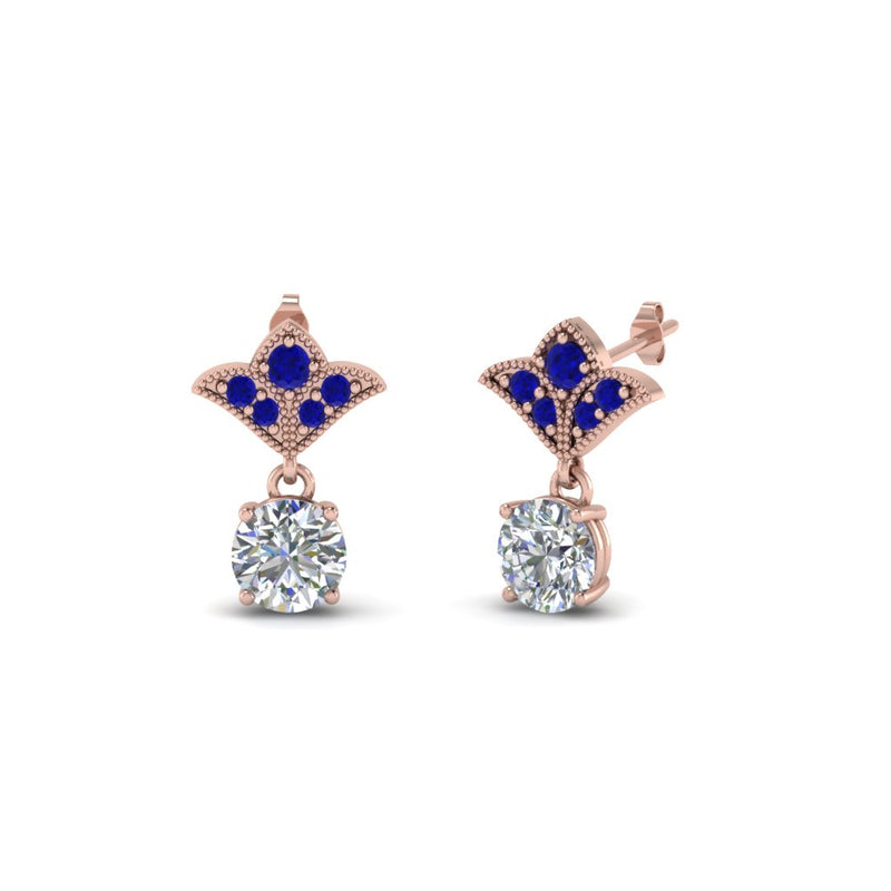 1.5-ct.-round-vintage-look-diamond-earring-with-blue-sapphire-in-14K-rose-gold-FDEAR8425-0.75CTGSABL-NL-RG