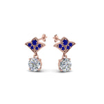 Load image into Gallery viewer, 1.5-ct.-round-vintage-look-diamond-earring-with-blue-sapphire-in-14K-rose-gold-FDEAR8425-0.75CTGSABL-NL-RG
