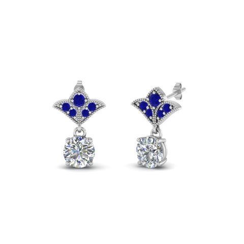1.5-ct.-round-vintage-look-diamond-earring-with-blue-sapphire-in-14K-white-gold-FDEAR8425-0.75CTGSABL-NL-WG