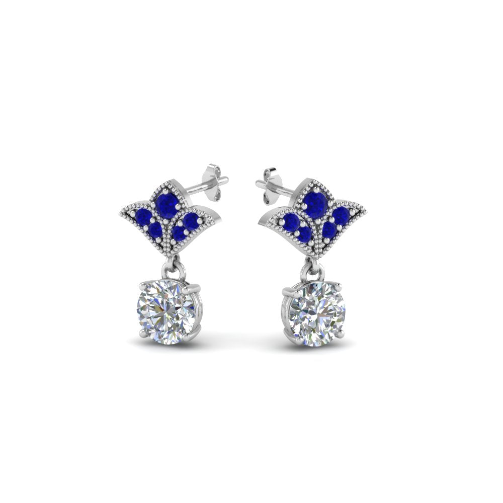 1.5-ct.-round-vintage-look-diamond-earring-with-blue-sapphire-in-14K-white-gold-FDEAR8425-0.75CTGSABL-NL-WG