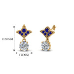 Load image into Gallery viewer, 1.5-ct.-round-vintage-look-diamond-earring-with-blue-sapphire-in-14K-yellow-gold-FDEAR8425-0.75CTGSABL-NL-YG