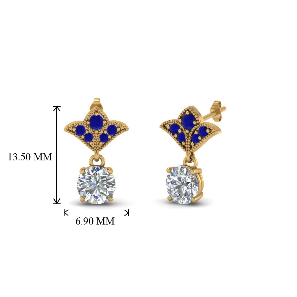 1.5-ct.-round-vintage-look-diamond-earring-with-blue-sapphire-in-14K-yellow-gold-FDEAR8425-0.75CTGSABL-NL-YG