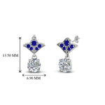 Load image into Gallery viewer, 1.5-ct.-round-vintage-look-diamond-earring-with-blue-sapphire-in-950-Platinum-FDEAR8425-0.75CTGSABL-NL-WG