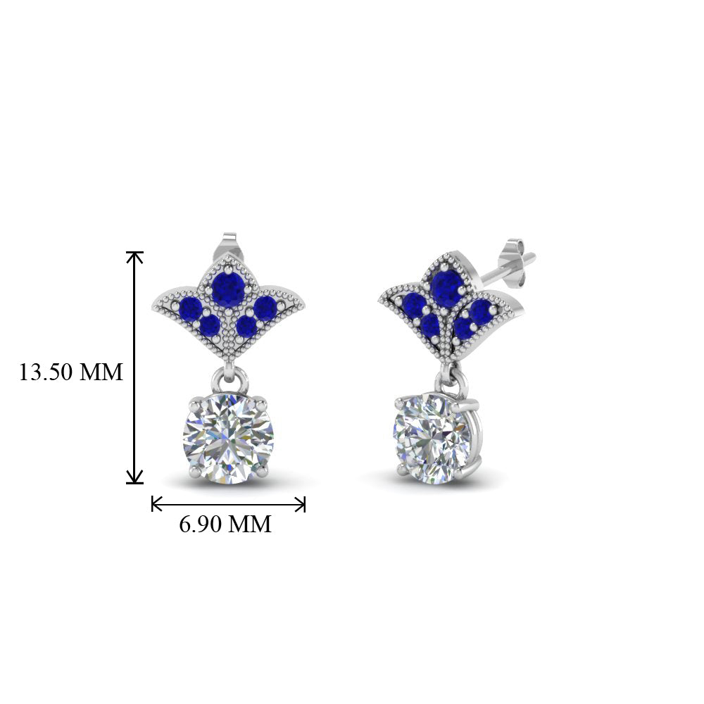 1.5-ct.-round-vintage-look-diamond-earring-with-blue-sapphire-in-950-Platinum-FDEAR8425-0.75CTGSABL-NL-WG