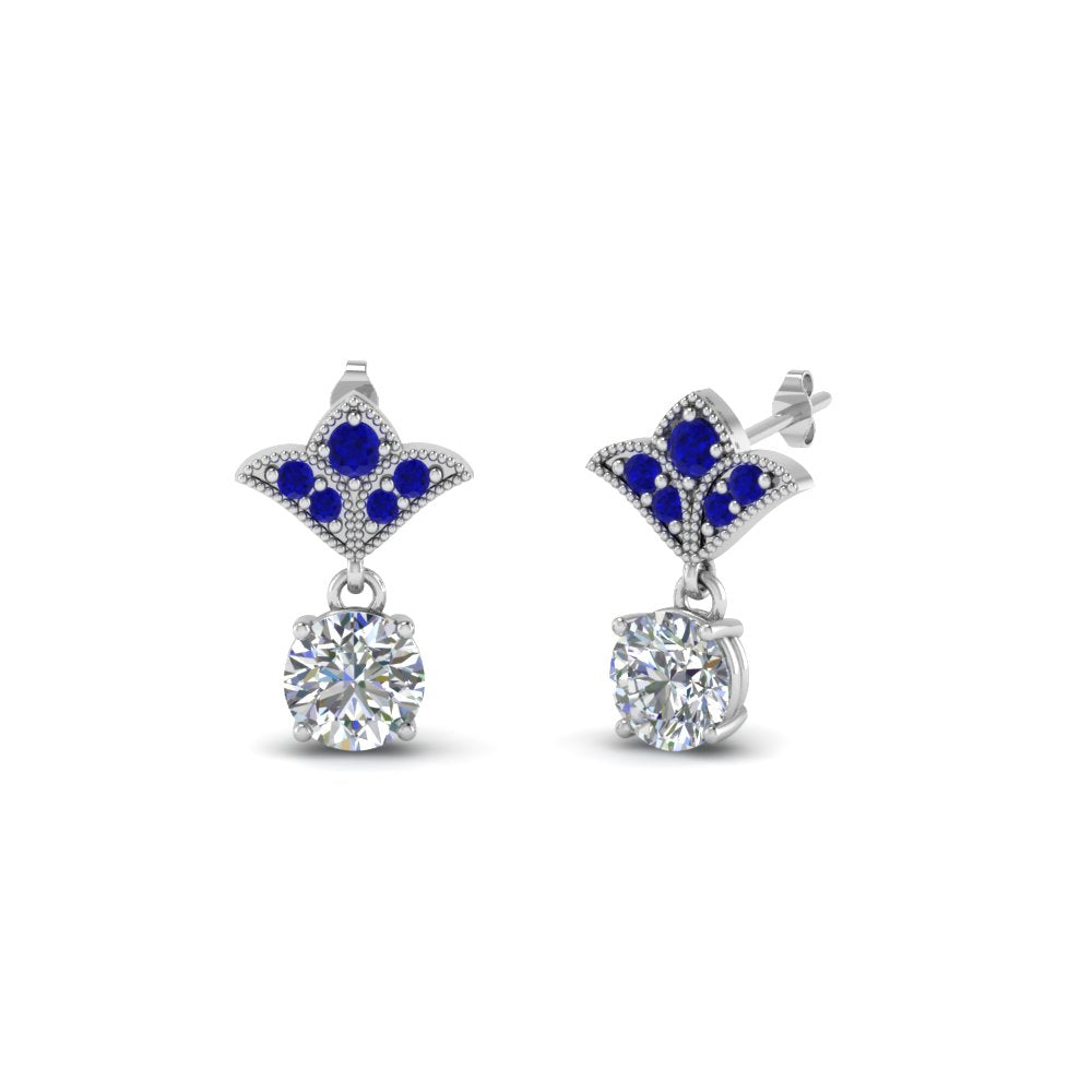 1.5-ct.-round-vintage-look-diamond-earring-with-blue-sapphire-in-950-Platinum-FDEAR8425-0.75CTGSABL-NL-WG