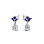 Load image into Gallery viewer, 1.5-ct.-round-vintage-look-diamond-earring-with-blue-sapphire-in-950-Platinum-FDEAR8425-0.75CTGSABL-NL-WG