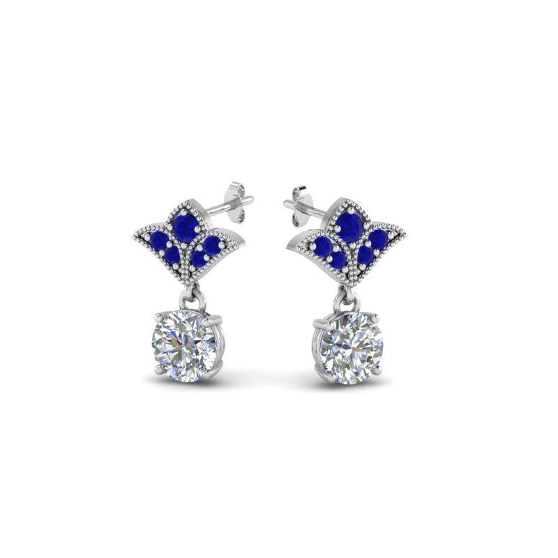 1.5-ct.-round-vintage-look-diamond-earring-with-blue-sapphire-in-950-Platinum-FDEAR8425-0.75CTGSABL-NL-WG