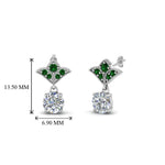 Load image into Gallery viewer, 1.5-ct.-round-vintage-look-diamond-earring-with-emerald-in-14K-white-gold-FDEAR8425-0.75CTGEMGR-NL-WG