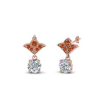 Load image into Gallery viewer, 1.5-ct.-round-vintage-look-diamond-earring-with-orange-sapphire-in-14K-rose-gold-FDEAR8425-0.75CTGSAOR-NL-RG