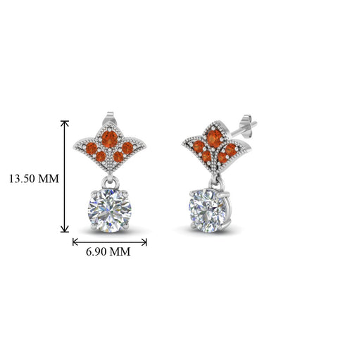 1.5-ct.-round-vintage-look-diamond-earring-with-orange-sapphire-in-14K-white-gold-FDEAR8425-0.75CTGSAOR-NL-WG