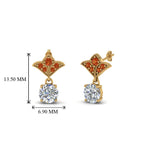 Load image into Gallery viewer, 1.5-ct.-round-vintage-look-diamond-earring-with-orange-sapphire-in-14K-yellow-gold-FDEAR8425-0.75CTGSAOR-NL-YG