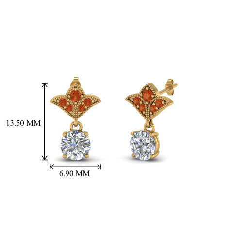 1.5-ct.-round-vintage-look-diamond-earring-with-orange-sapphire-in-14K-yellow-gold-FDEAR8425-0.75CTGSAOR-NL-YG