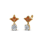 Load image into Gallery viewer, 1.5-ct.-round-vintage-look-diamond-earring-with-orange-sapphire-in-14K-yellow-gold-FDEAR8425-0.75CTGSAOR-NL-YG