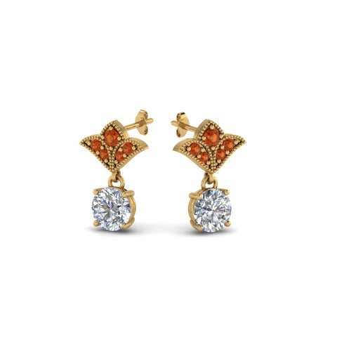 1.5-ct.-round-vintage-look-diamond-earring-with-orange-sapphire-in-14K-yellow-gold-FDEAR8425-0.75CTGSAOR-NL-YG