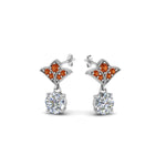 Load image into Gallery viewer, 1.5-ct.-round-vintage-look-diamond-earring-with-orange-sapphire-in-950-Platinum-FDEAR8425-0.75CTGSAOR-NL-WG