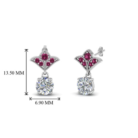1.5-ct.-round-vintage-look-diamond-earring-with-pink-sapphire-in-14K-white-gold-FDEAR8425-0.75CTGSADRPI-NL-WG