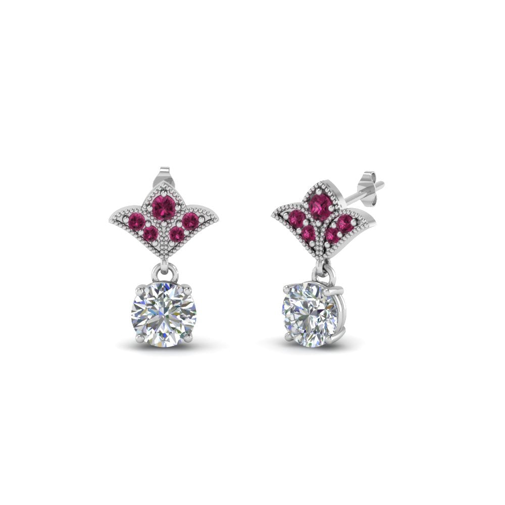 1.5-ct.-round-vintage-look-diamond-earring-with-pink-sapphire-in-14K-white-gold-FDEAR8425-0.75CTGSADRPI-NL-WG
