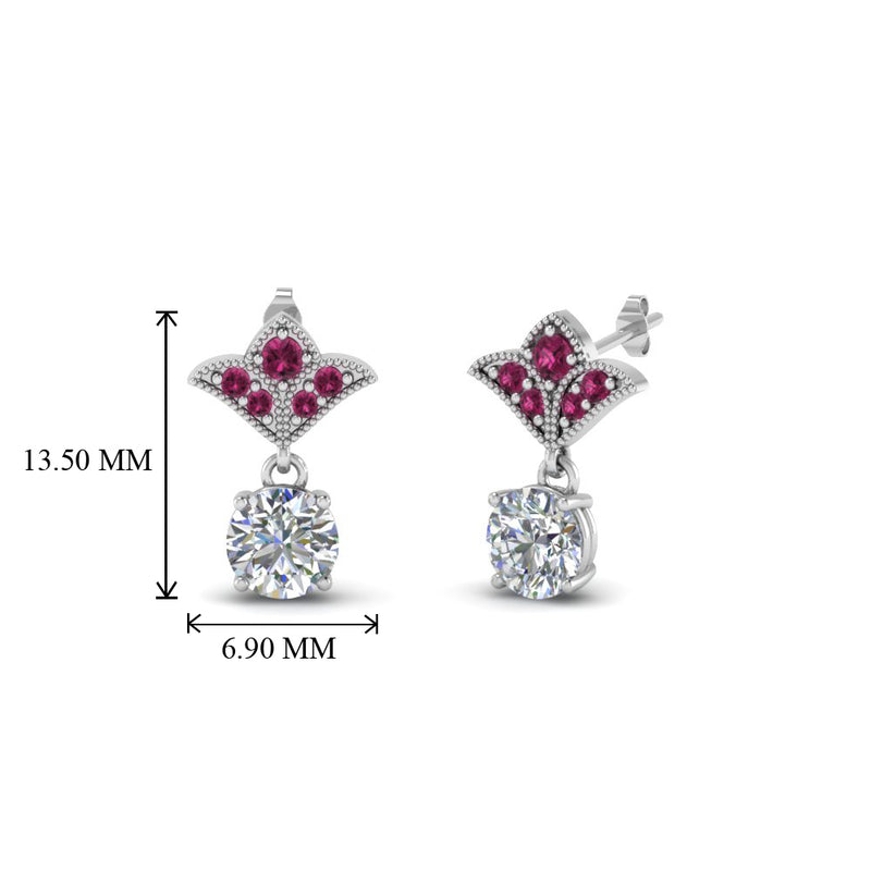 1.5-ct.-round-vintage-look-diamond-earring-with-pink-sapphire-in-950-Platinum-FDEAR8425-0.75CTGSADRPI-NL-WG