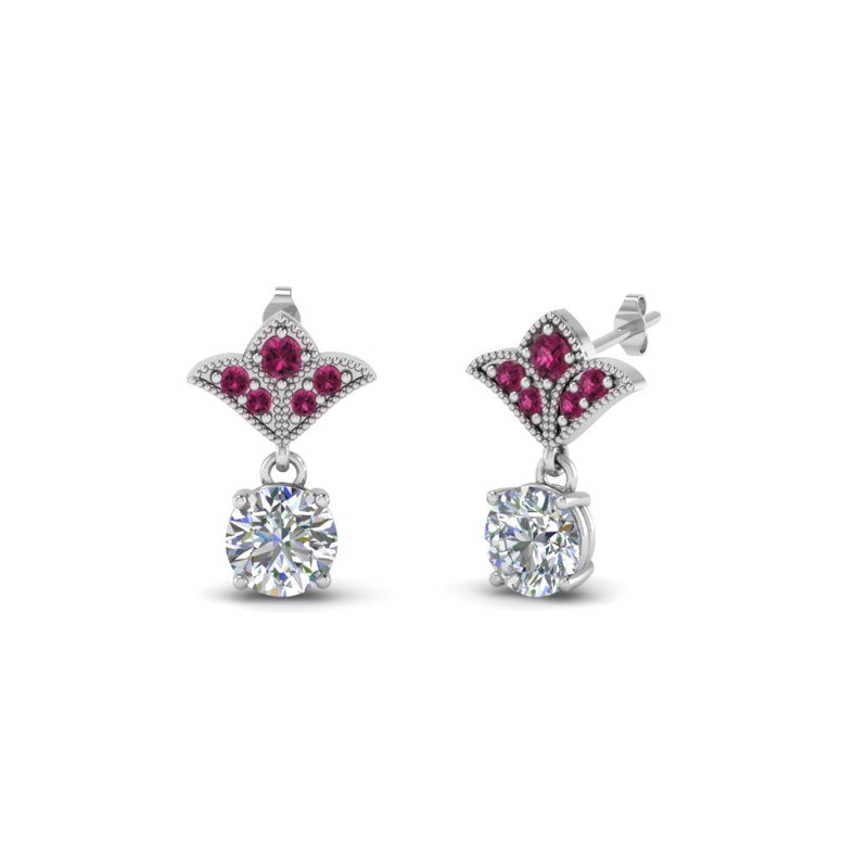 1.5-ct.-round-vintage-look-diamond-earring-with-pink-sapphire-in-950-Platinum-FDEAR8425-0.75CTGSADRPI-NL-WG