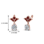 Load image into Gallery viewer, 1.5-ct.-round-vintage-look-diamond-earring-with-ruby-in-14K-rose-gold-FDEAR8425-0.75CTGRUDR-NL-RG