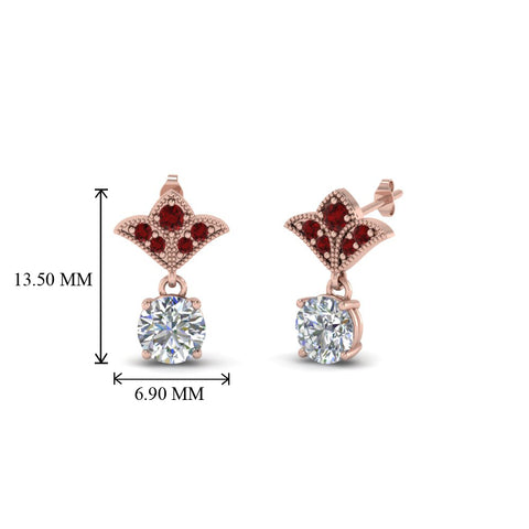 1.5-ct.-round-vintage-look-diamond-earring-with-ruby-in-14K-rose-gold-FDEAR8425-0.75CTGRUDR-NL-RG
