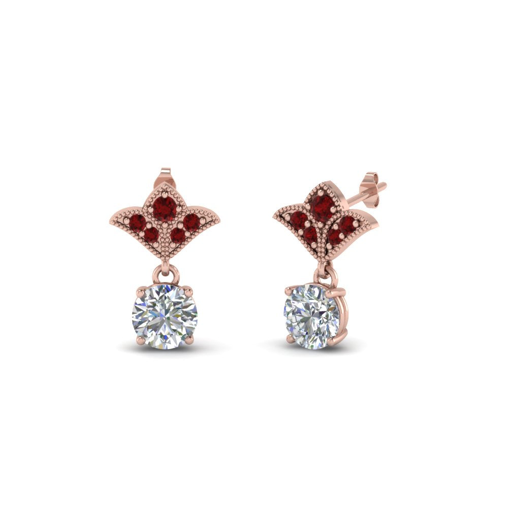 1.5-ct.-round-vintage-look-diamond-earring-with-ruby-in-14K-rose-gold-FDEAR8425-0.75CTGRUDR-NL-RG