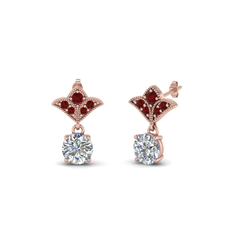 1.5-ct.-round-vintage-look-diamond-earring-with-ruby-in-14K-rose-gold-FDEAR8425-0.75CTGRUDR-NL-RG