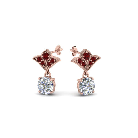 1.5-ct.-round-vintage-look-diamond-earring-with-ruby-in-14K-rose-gold-FDEAR8425-0.75CTGRUDR-NL-RG