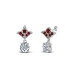 Load image into Gallery viewer, 1.5-ct.-round-vintage-look-diamond-earring-with-ruby-in-14K-white-gold-FDEAR8425-0.75CTGRUDR-NL-WG