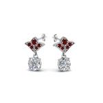 Load image into Gallery viewer, 1.5-ct.-round-vintage-look-diamond-earring-with-ruby-in-14K-white-gold-FDEAR8425-0.75CTGRUDR-NL-WG