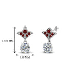 Load image into Gallery viewer, 1.5-ct.-round-vintage-look-diamond-earring-with-ruby-in-950-Platinum-FDEAR8425-0.75CTGRUDR-NL-WG